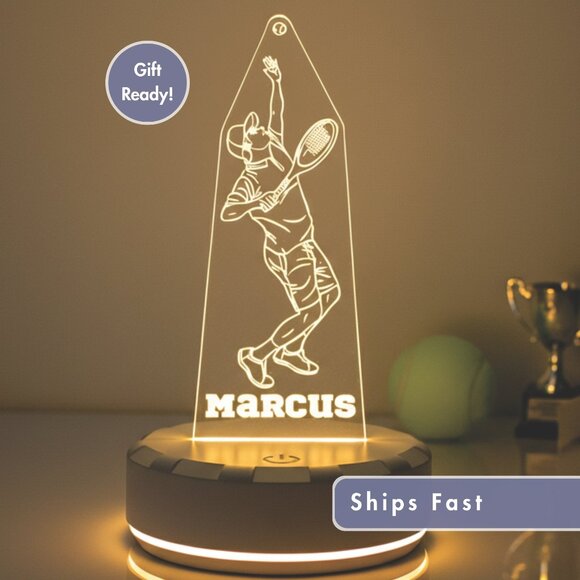 Personalized Tennis LED Night Light – Sports Room Decor - Picture 1 of 8